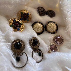 vintage swarovski clip on earring bundle set antique costume jewelry